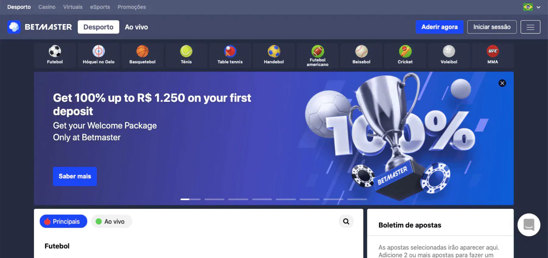 Betmaster homepage